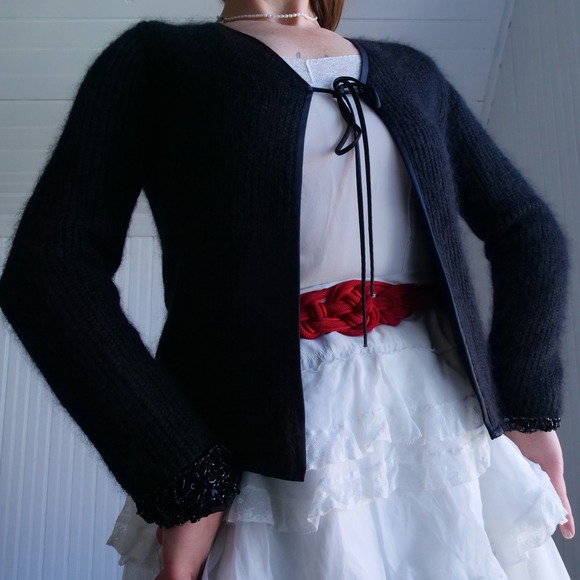 La Perla Sweaters - Gorgeous vintage La Perla black mohair‎ cardigan